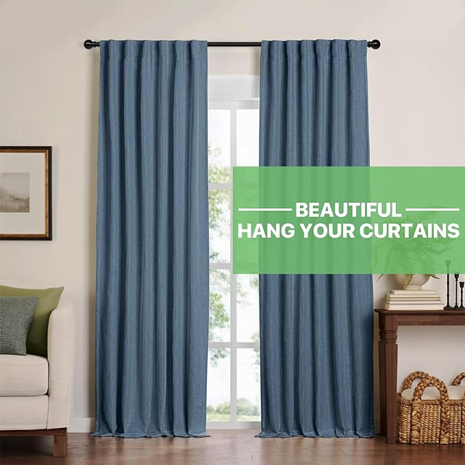 Curtain Rods for Windows 48 to 84, 2 Pack Black Curtain Rod - Image 2