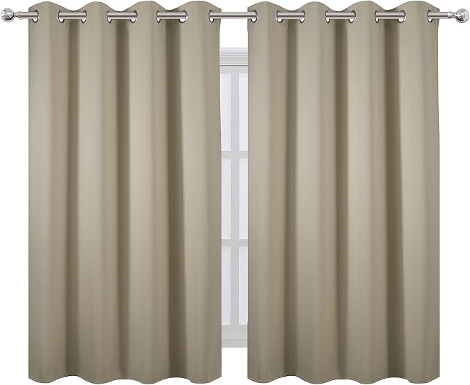 LEMOMO Blackout Curtains 52 x 45 inch/Beige Curtains Set of 2 Panels/Thermal - Image 2
