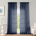 OWENIE Extra Long Navy Blue Sheer Curtains 96 Inches Long 2 Panels Set by OWENIE