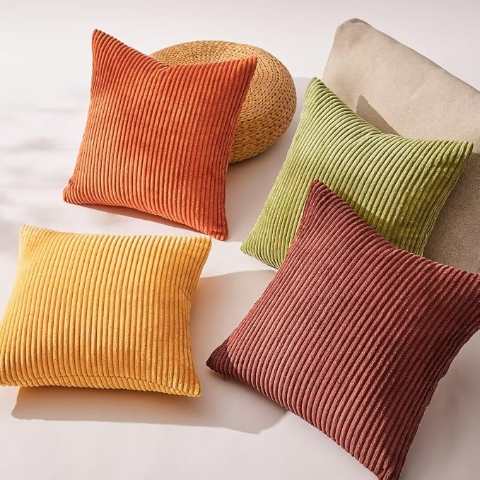 Topfinel Fall 20x20 Set of 4 Couch Decorative Pillow Covers, Modern Burnt - Image 6