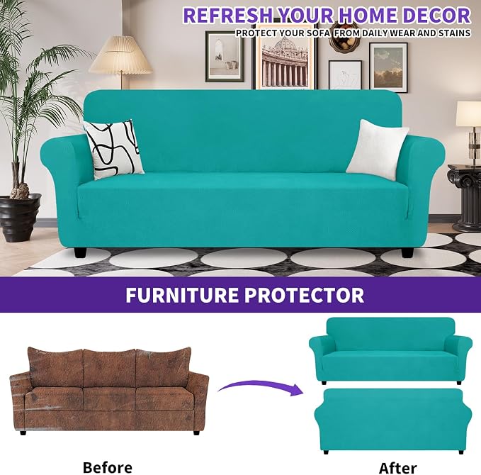 ZNSAYOTX Super Stretch Sofa Cover, New Striped Sofa Covers Fitted Slipcovers - Image 2