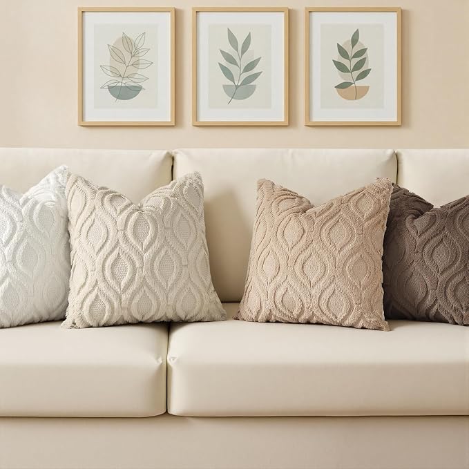 decorUhome Throw Pillow Covers 20x20 Inch Set of 2, Soft Plush Faux Wool Light - Image 4