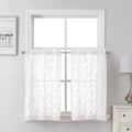 Lecloud Leia White Sheer Kitchen Curtains 30 Inch Length 2 Pcs, Jacquard Leaf by Lecloud