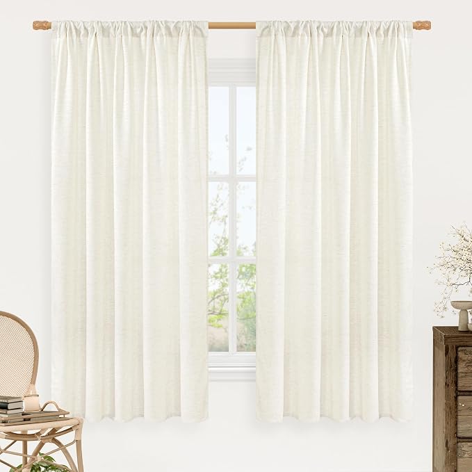 LAMIT Natural Linen Blended Curtains 63 Inch by LAMIT
