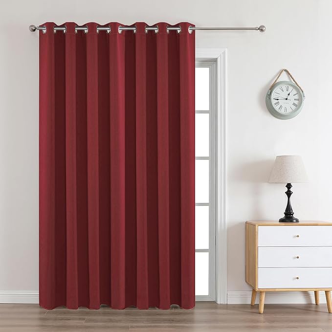 Joydeco Burgundy Red Custom Solid Single Blackout Curtain by JOYDECO