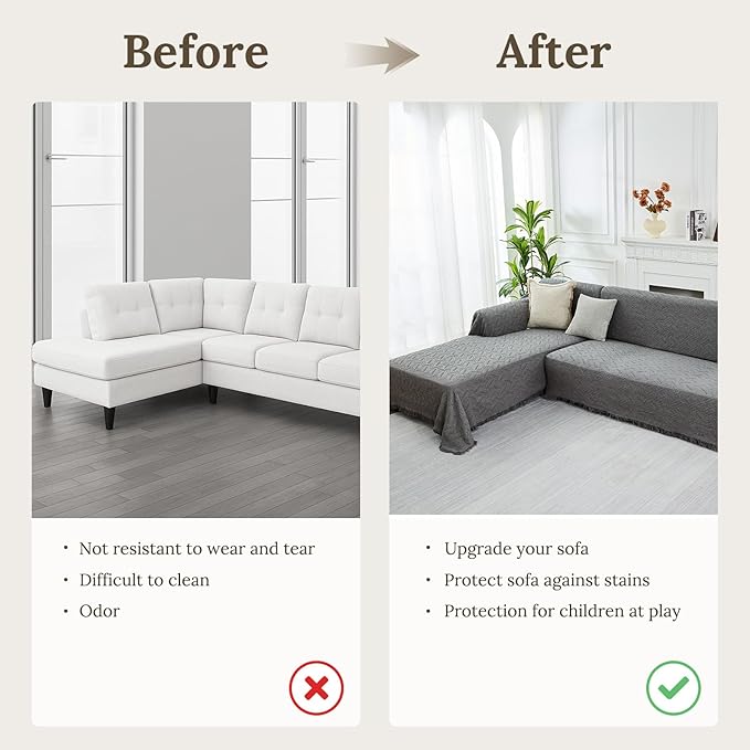 HOMERILLA Sectional Couch Covers 2 Pieces L Shaped Sofa Cover - Image 4