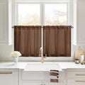 HOMEIDEAS Non-See-Through Brown Privacy Sheer Kitchen Curtains, 30 X 24 Inches by HOMEIDEAS
