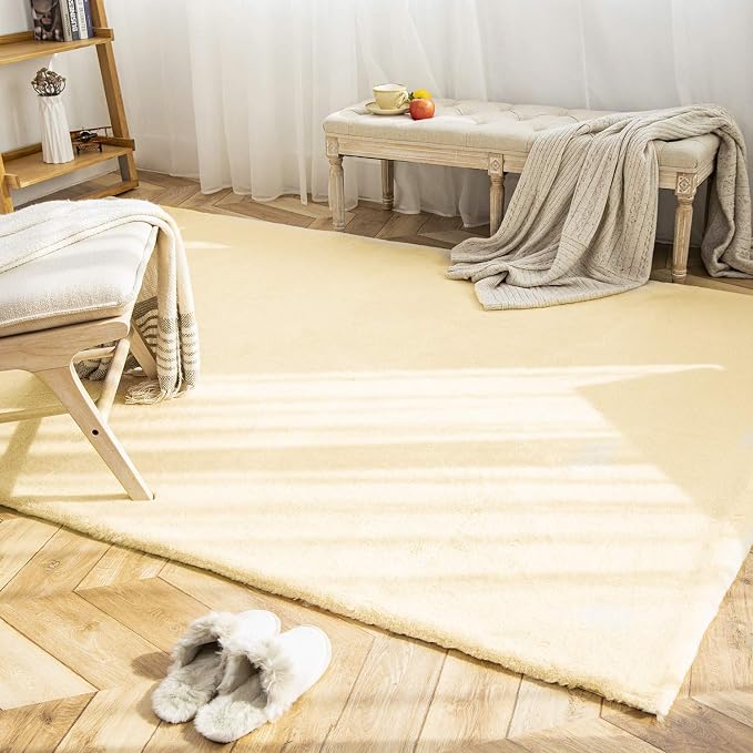 Ashler Faux Fur Rug, Ultra Soft Faux Rabbit Fur, 6 x 9 Feet Rectangle, Machine - Image 4