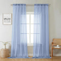 Lecloud Denim Blue Sheer Curtains 96 Inches Long 2 Panels, Rod Pocket Light by Lecloud