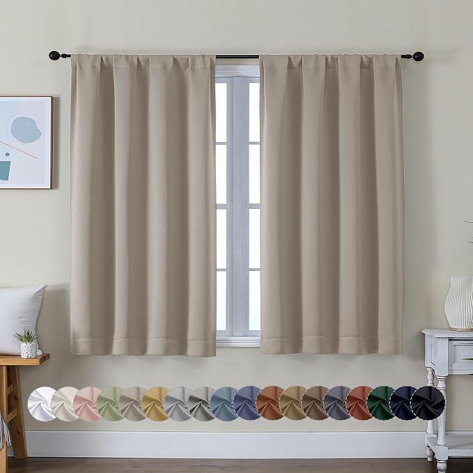 Simplebrand Ava Stone Short Blackout Curtains by Simplebrand