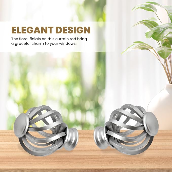 Luvenia Silver Decorative Curtain Rods, Adjustable Curtain Rod - Image 3
