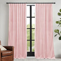RYB HOME Pink Velvet Curtains 102 inches, Back Tab Soft Fabric Room Darkening by RYBHOME