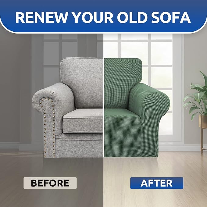 KEKUOU Stretch Single Sofa Slipcover 1 Piece Couch Sofa Cover Furniture - Image 5