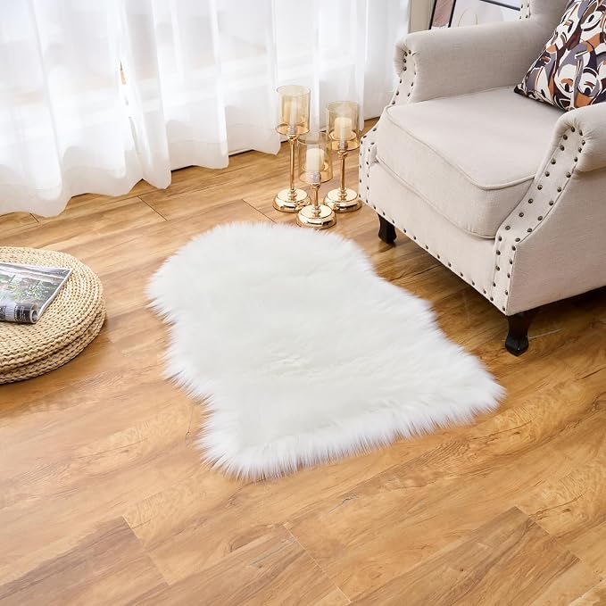 EasyJoy Ultra Soft Fluffy Shaggy Area Rug Faux Fur Rug Chair Cover Seat Pad - Image 2