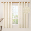 LAMIT Beige Linen Curtains 63 inch Length 2 Panels by LAMIT