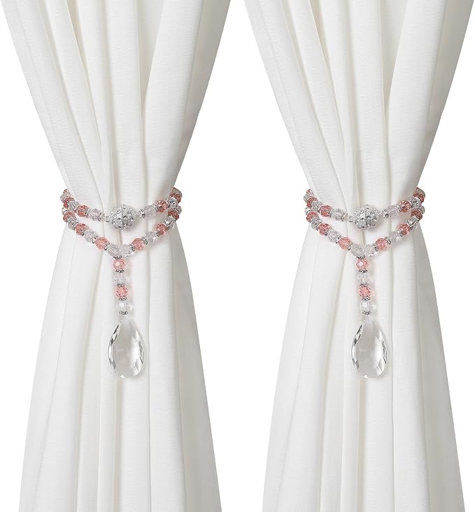 SUQ I OME 1 Pair of Luxury Crystal Beaded Magnetic Curtain Tieback and Holdback by SUQIOME