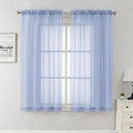 Lecloud Denim Blue Sheer Curtains 63 Inch Length 2 Panels, Light Filtering by Lecloud