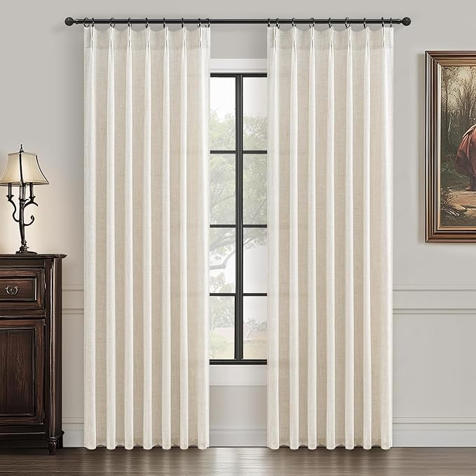 Pinch Pleat Cream Beige 72 Inch Curtains by PleatedDrapes