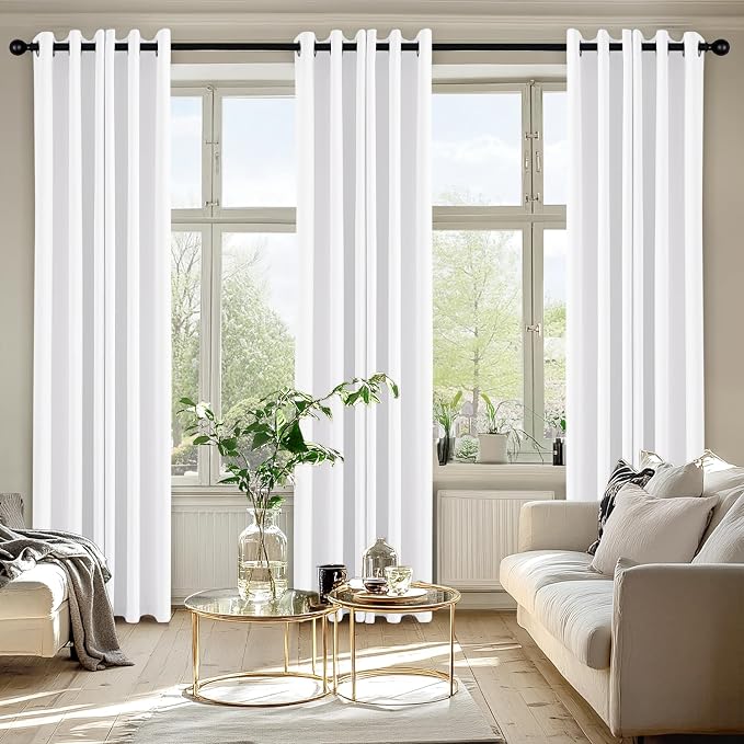 MIULEE Pure White Curtains for Bedroom Living Room 72 Inches Long 2 Panels - Image 6