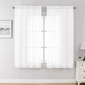 Chyhomenyc White Sheer Curtains 45 Inch Long 2 Panels, Short Voile Drapes by Chyhomenyc