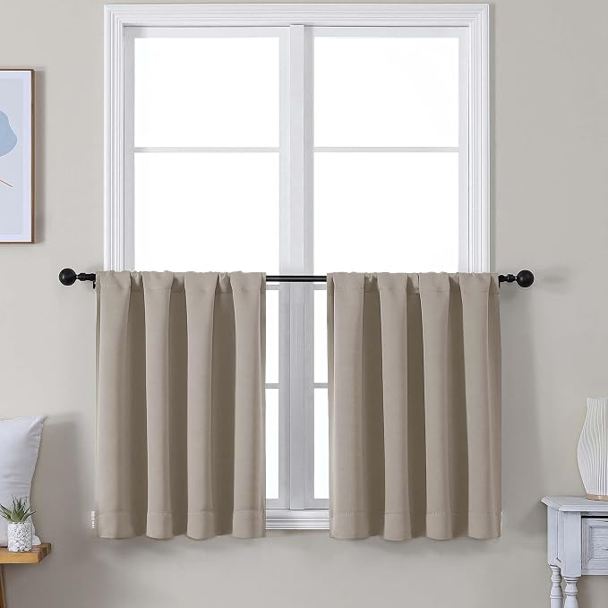 Simplebrand Ava Stone Short 24 Inches Blackout Curtain 2 Panels Set, Half by Simplebrand