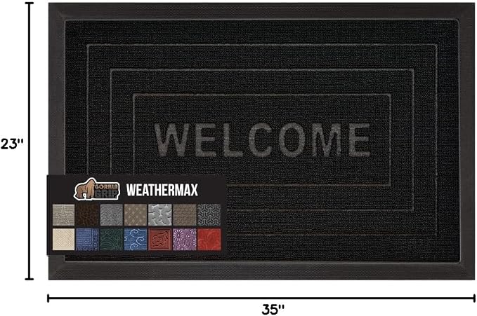 GORILLA GRIP 100% Waterproof All-Season WeatherMAX Doormat 35x23, US Designed - Image 2