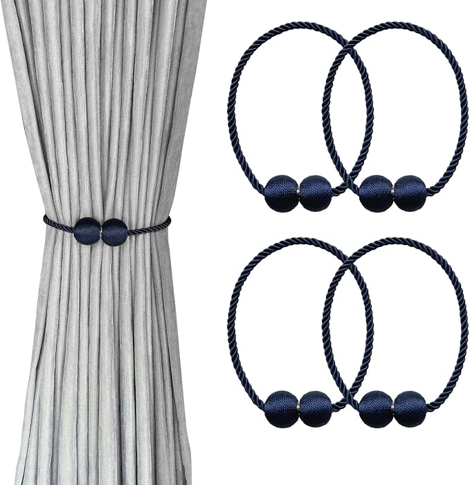 Melaluxe 4 Pack Magnetic Curtain Tiebacks, Decorative Curtain Holdbacks by Melaluxe