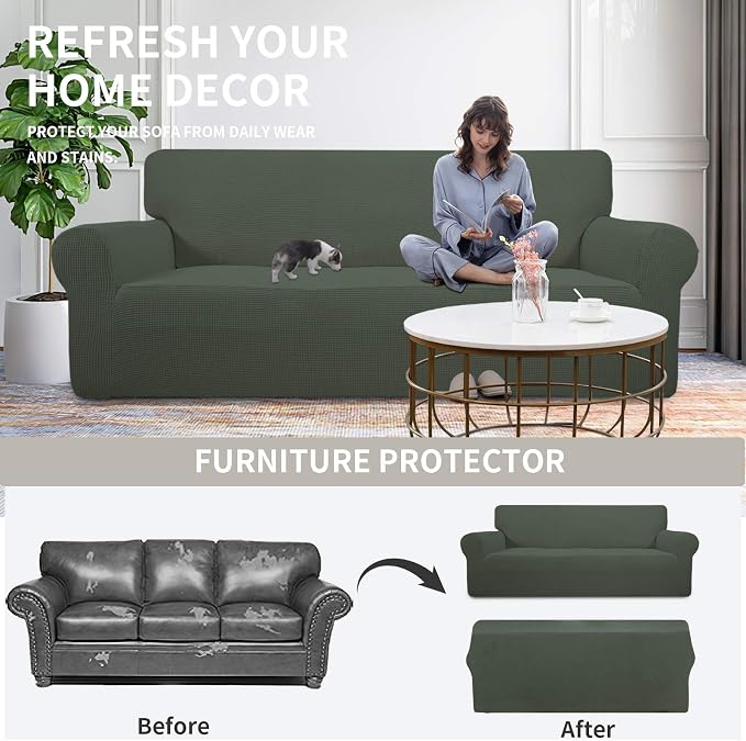 Easy-Going Stretch 4 Seater Sofa Slipcover 1-Piece Sofa Cover Furniture - Image 4