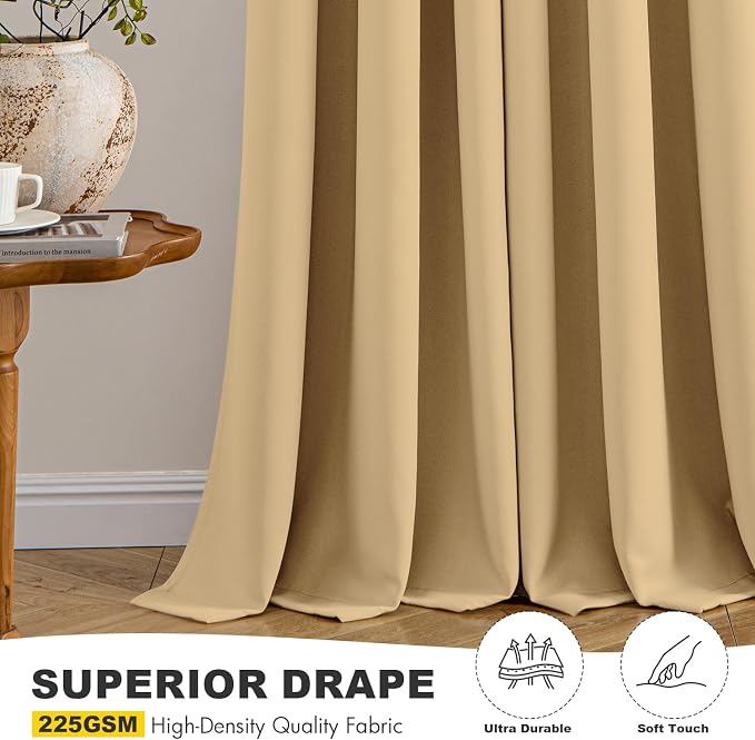 MIULEE Gold Blackout Curtains for Bedroom Living Room 45 Inches Long 2 Panels - Image 5