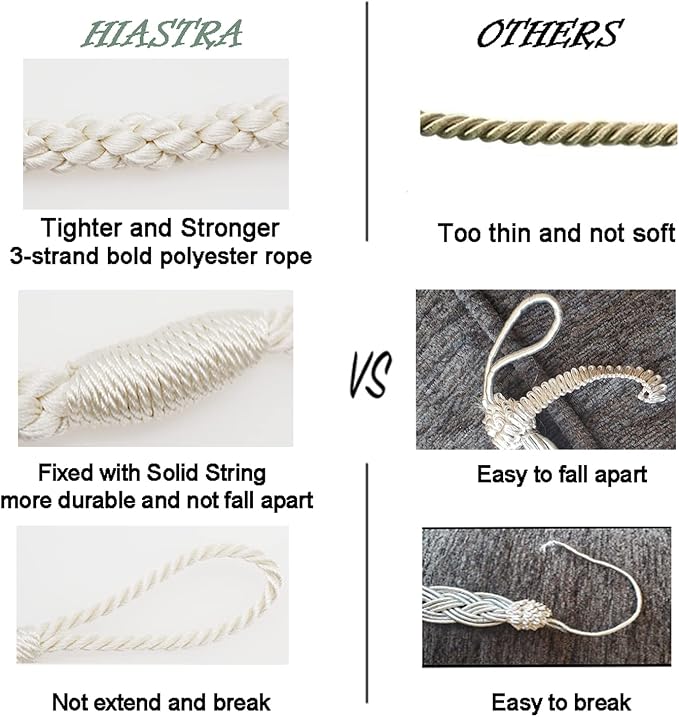 Curtain Tiebacks Ropes, Ivory White - Image 3