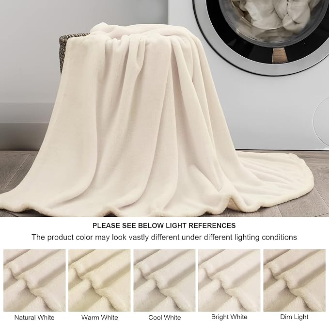 BEDELITE Fleece Blanket Beige Throw Blankets - Image 3