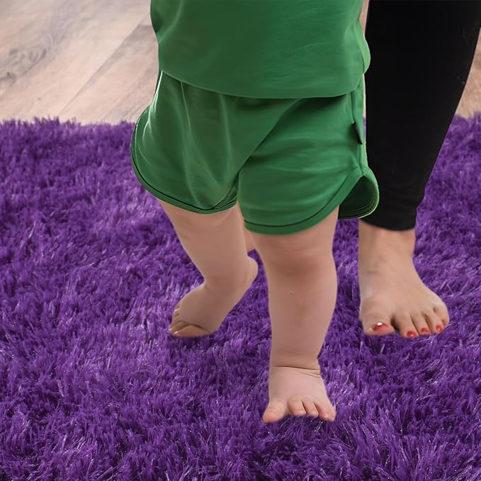 Fluffy Shag Runner Rugs for Bedroom Hallways, 2x8 Purple Long Soft Throw Area - Image 7