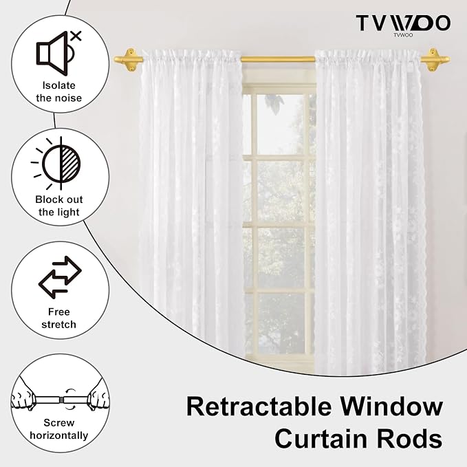 TVWOO Gold Wrap Around Curtain Rods:5/8" Small Blackout Adjustable Window - Image 2