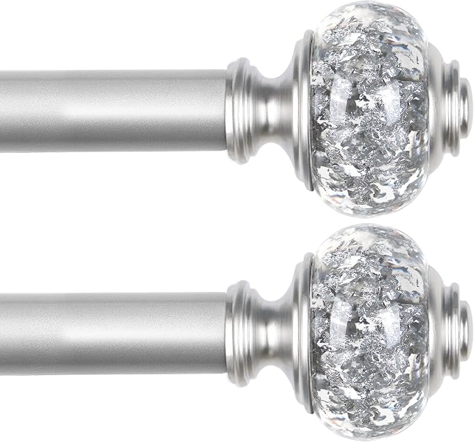 2 Pack Silver Curtain Rods for Windows 48 to 84 Inch, USFOOK 7/8 inch by USFOOK