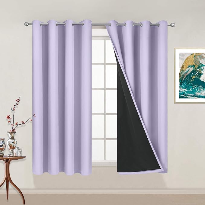 Yakamok 100% Blackout Curtains 54 Inches Long, 2 Thick Layers Thermal Insulated by Yakamok