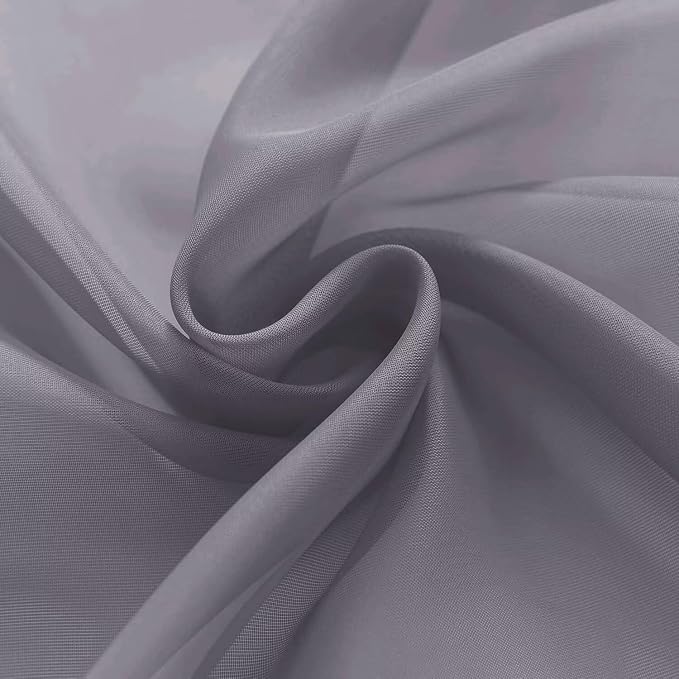 youleyar Solid Sheer Rod Pocket Curtain Voile Draperies 2 Panels White Beige - Image 7