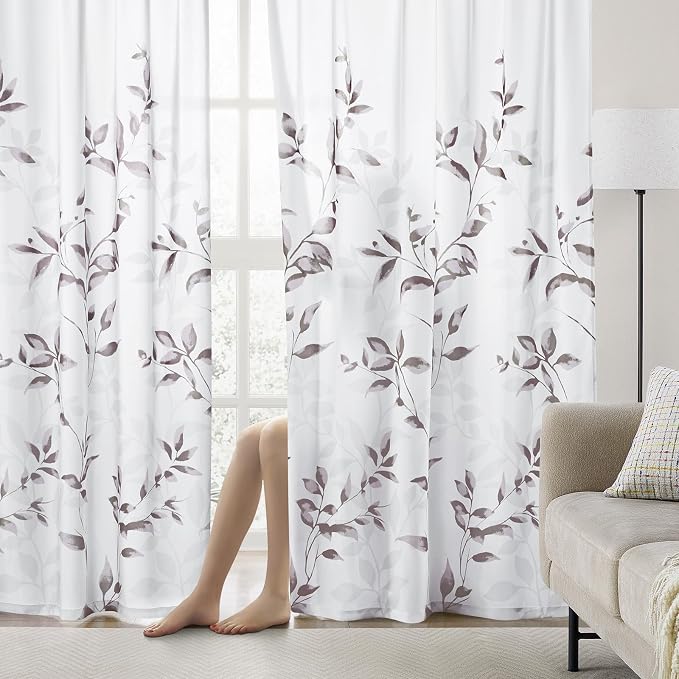 HOMEIDEAS Non-See-Through Dry Rose and White Privacy Sheer Curtains 52 X 84 - Image 2