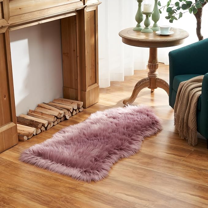 EasyJoy Ultra Soft Fluffy Shaggy Area Rug Faux Fur Rug Chair Cover Seat Pad by EasyJoy