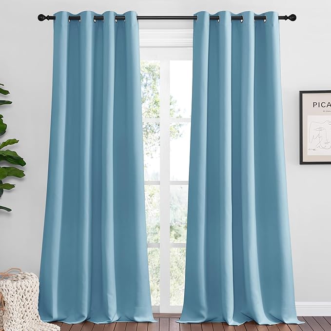 NICETOWN Teal Blue Blackout Curtains 96 inches Length by NICETOWN