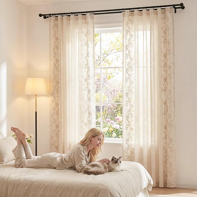 jinchan Evelyn Embroidered Linen Curtains - Image 6