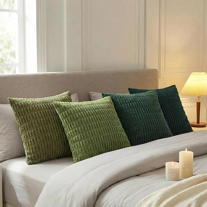 Fancy Homi Set of 4 Green Boho Winter Decorative Throw Pillow Covers 28x28 Inch - Image 3