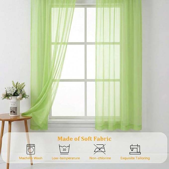 Gwine Short Kitchen Sheer Curtains 24 Inch Length - Image 7
