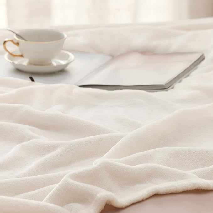 Bedsure GentleSoft Fleece Bed Blankets Full Size Cream - Image 5
