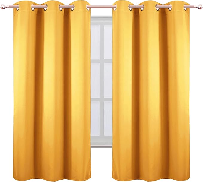 LEMOMO Yellow Blackout Curtains 40 x 63 Inch Length/Set of 2 Curtain - Image 2