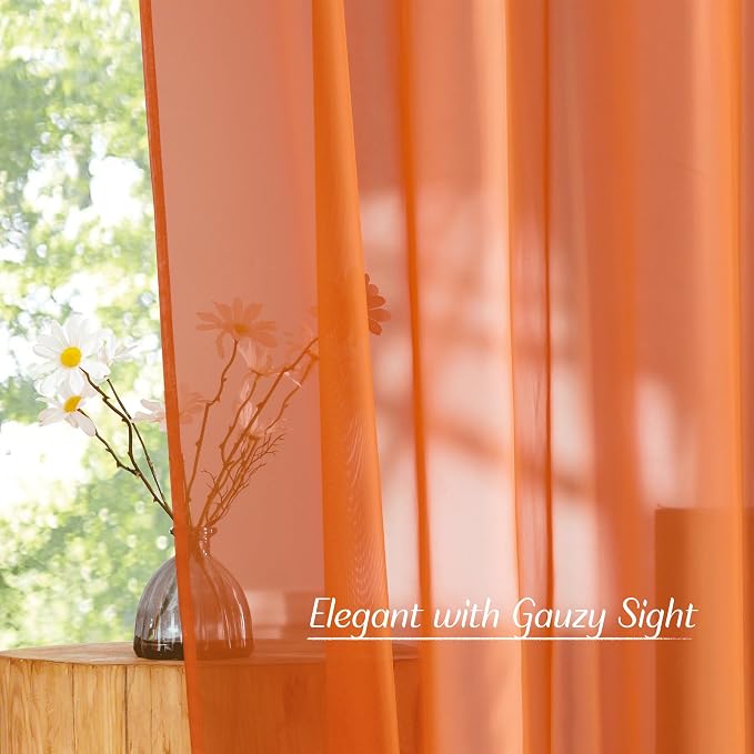 NICETOWN Orange Sheer Window Curtains - Image 5