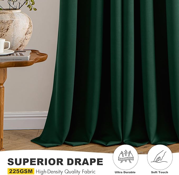 MIULEE Blackout Curtains for Bedroom 2 Panel 50 x 84 Inch Long Hunter Green | - Image 5