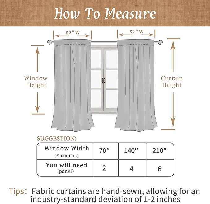 54 Inch Light Grey Linen Full Blackout Window Curtains - Image 7