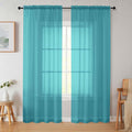 Turquoise Sheer Curtains 84 Inches Long 2 Panels, Soft Airy Light Filtering by WelvetBLK