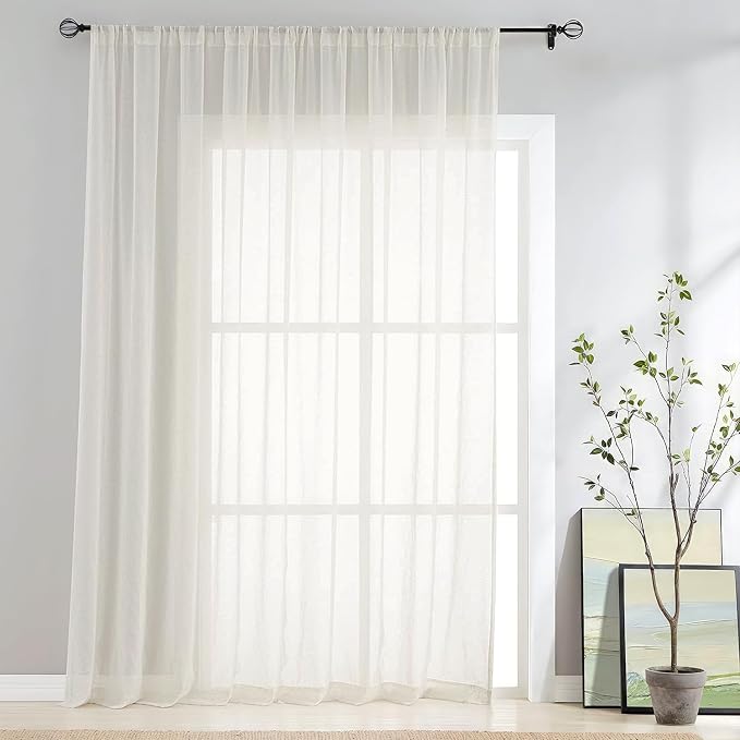 FMFUNCTEX Linen Sheer Sliding Door Curtains by Fmfunctex