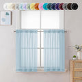 Chyhomenyc Sheer Sky Blue Tier Curtains 24 Inch Length, Small Window Curtains by Chyhomenyc